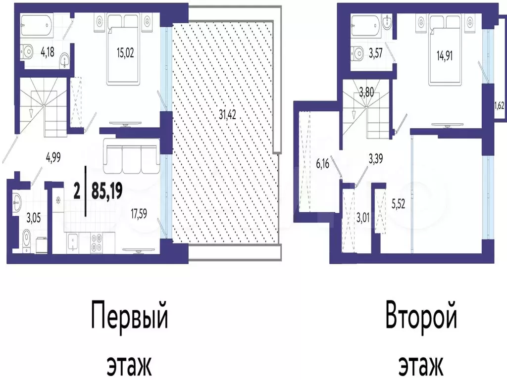2-к. квартира, 85,2 м, 1/7 эт. - Фото 1