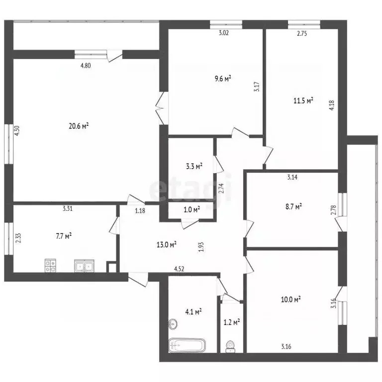 5-к кв. Томская область, Северск ул. Курчатова, 42 (90.7 м) - Фото 1