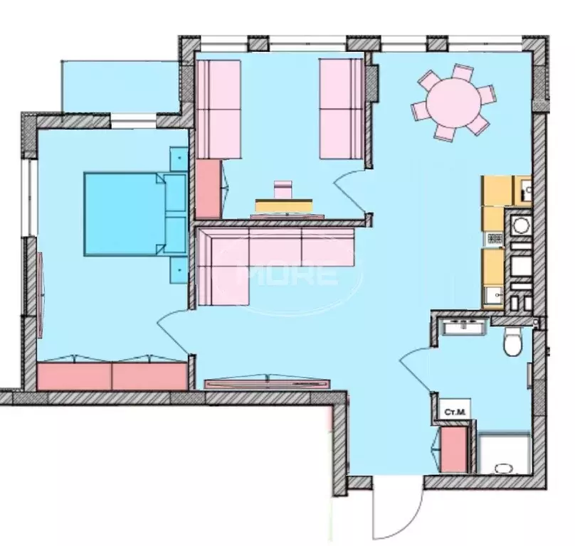2-к кв. Калининградская область, Зеленоградск ул. Гагарина, 87 (59.1 ... - Фото 2