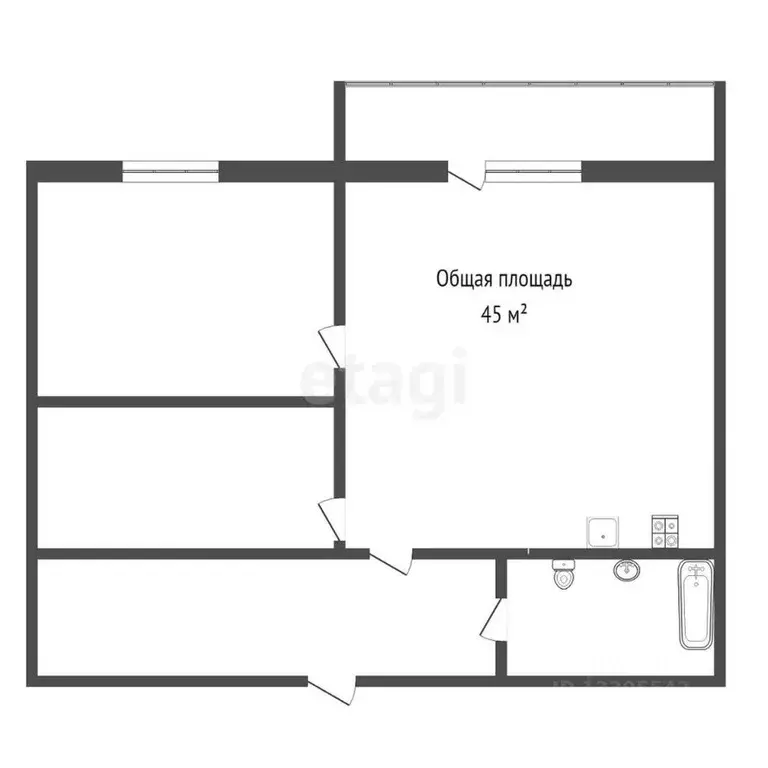 2-к кв. Кемеровская область, Кемерово ул. Сарыгина, 37 (45.0 м) - Фото 0