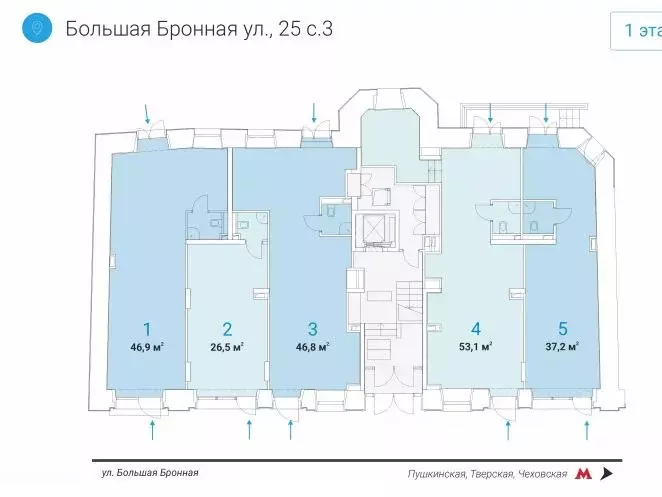 Торговая площадь в Москва Большая Бронная ул., 25С3 (37 м) - Фото 1