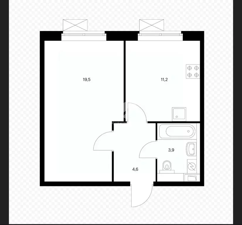 Студия Новосибирская область, Бердск Лунная ул., 32 (39.1 м) - Фото 2