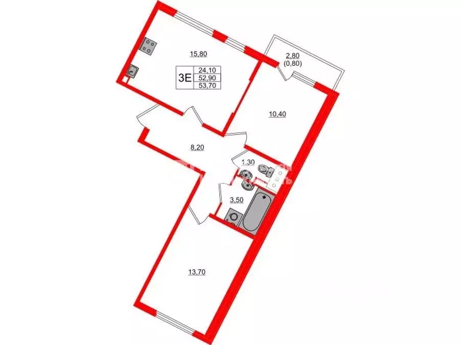 2-к кв. Санкт-Петербург ул. Пахомовская, 12к2 (53.7 м) - Фото 1