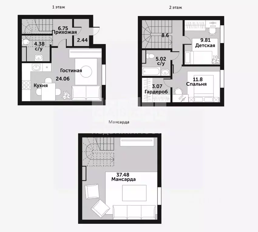 Таунхаус в Московская область, Подольск городской округ, д. Бережки ... - Фото 2