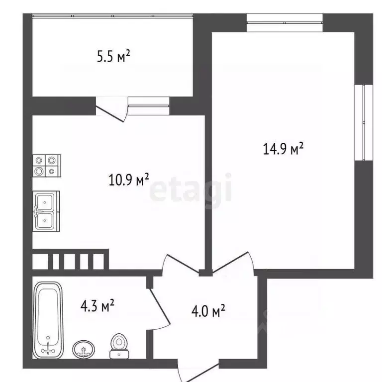 1-к кв. Ставропольский край, Кисловодск ул. Катыхина (36.4 м) - Фото 2