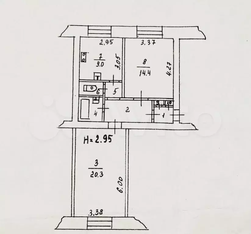 2-к. квартира, 56,2 м, 5/5 эт. - Фото 0