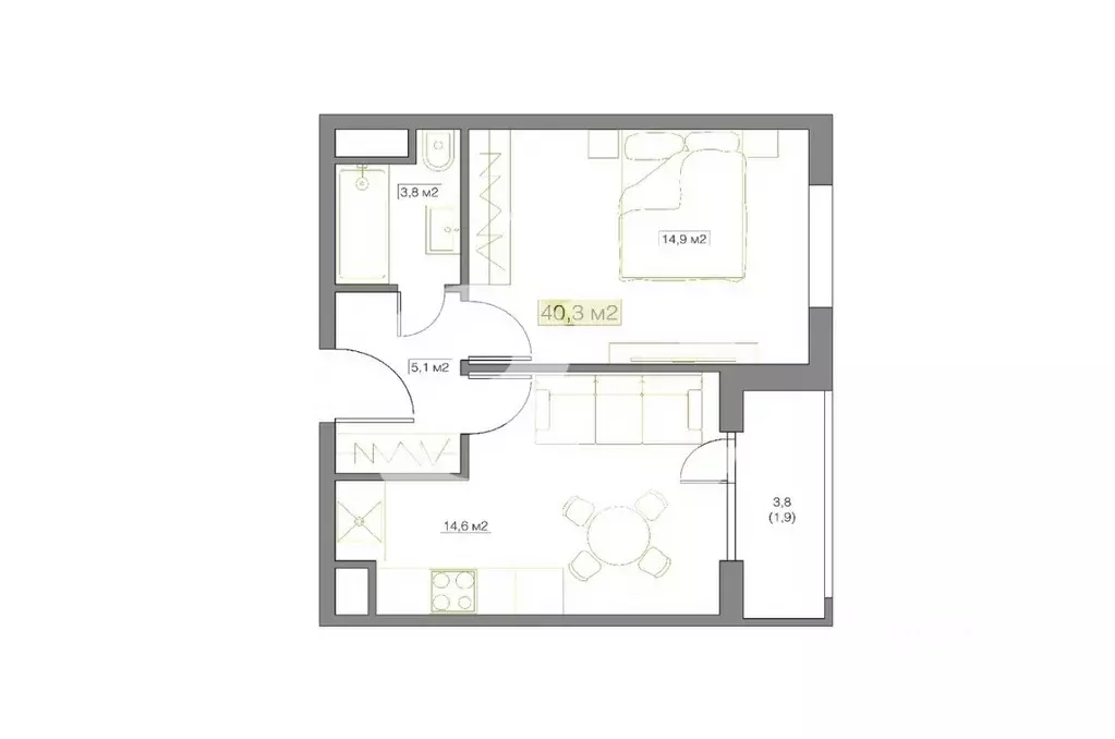 2-к кв. Москва Винницкая ул., 8к3 (40.0 м) - Фото 1