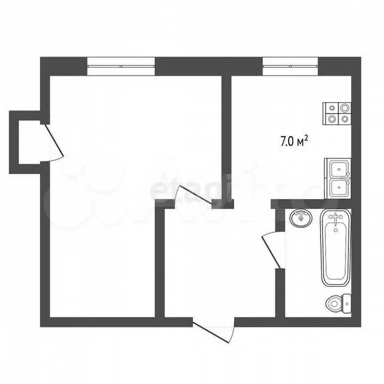 1-к. квартира, 29 м, 7/10 эт. - Фото 0