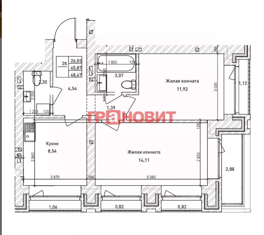 2-к кв. Новосибирская область, Новосибирск Комсомольский просп., 6 ... - Фото 2