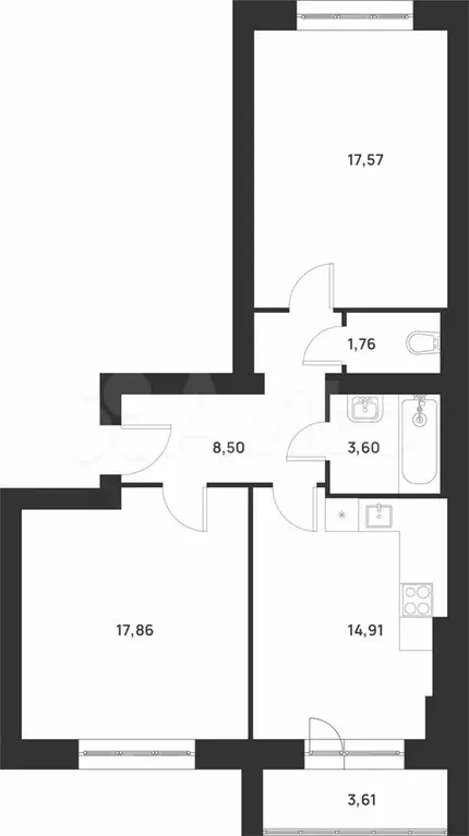 2-к. квартира, 67,8 м, 5/5 эт. - Фото 0