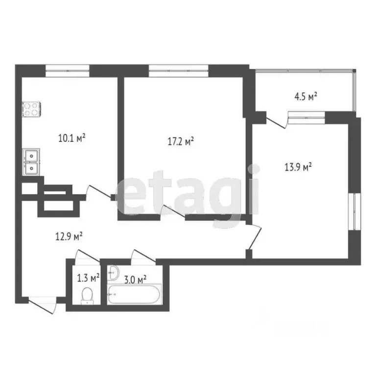 2-к кв. Тюменская область, Тюмень ул. Мельникайте, 2к11 (58.7 м) - Фото 1