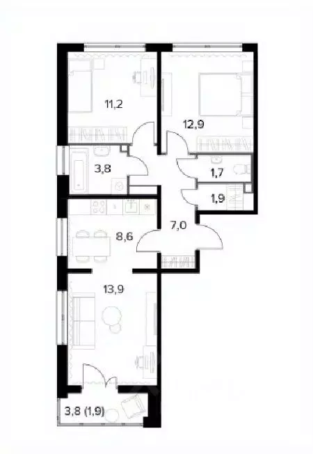 3-к кв. Москва Ленинградское ш., 228к7 (62.9 м) - Фото 0