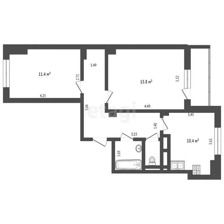 2-комнатная квартира: посёлок Дубовое, Чудесная улица, 5 (53.8 м) - Фото 1