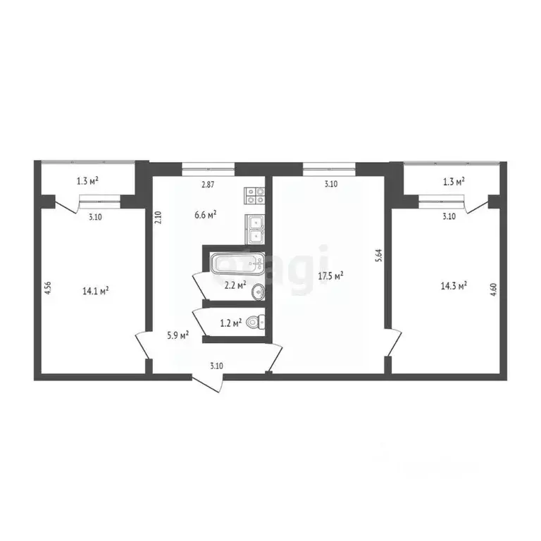 3-к кв. Мордовия, Саранск ул. Пушкина, 38 (62.5 м) - Фото 1