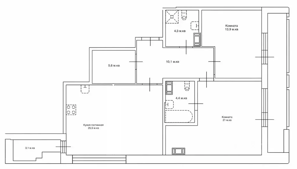 2-к кв. Санкт-Петербург ул. Среднерогатская, 11к2 (98.0 м) - Фото 2