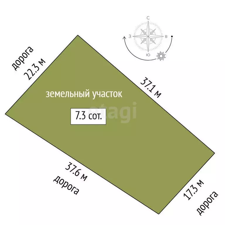 Участок в Новотарманский, Калиновая улица (7.32 м) - Фото 1