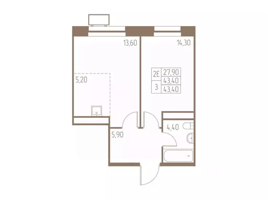 2-к кв. Московская область, Пушкино Фабрикант жилой комплекс, 1 (43.4 ... - Фото 1