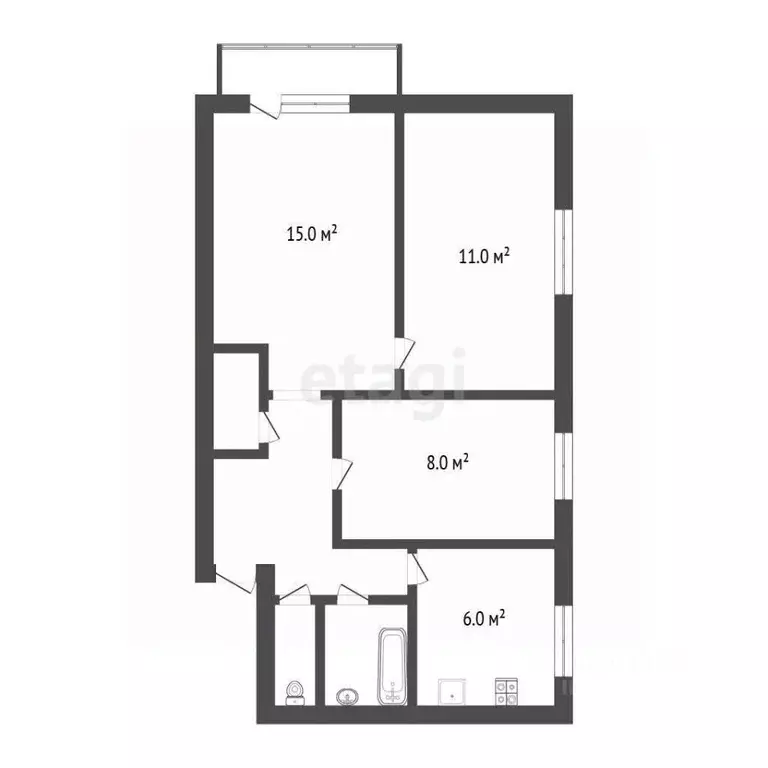 3-к кв. Вологодская область, Вологда Пионерская ул., 18 (50.1 м) - Фото 2
