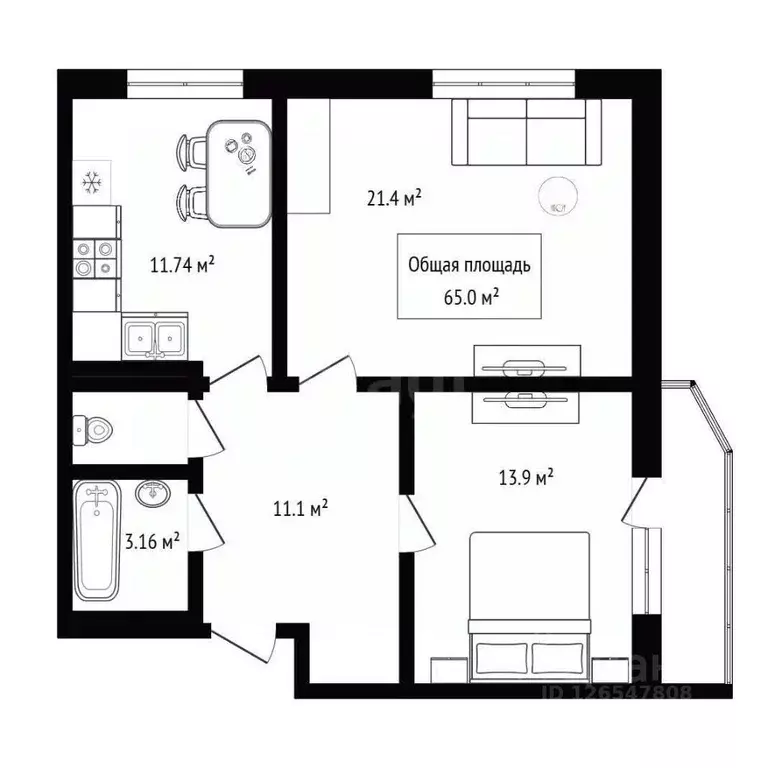 2-к кв. Новосибирская область, Новосибирск ул. Добролюбова, 16/1 (65.0 ... - Фото 1