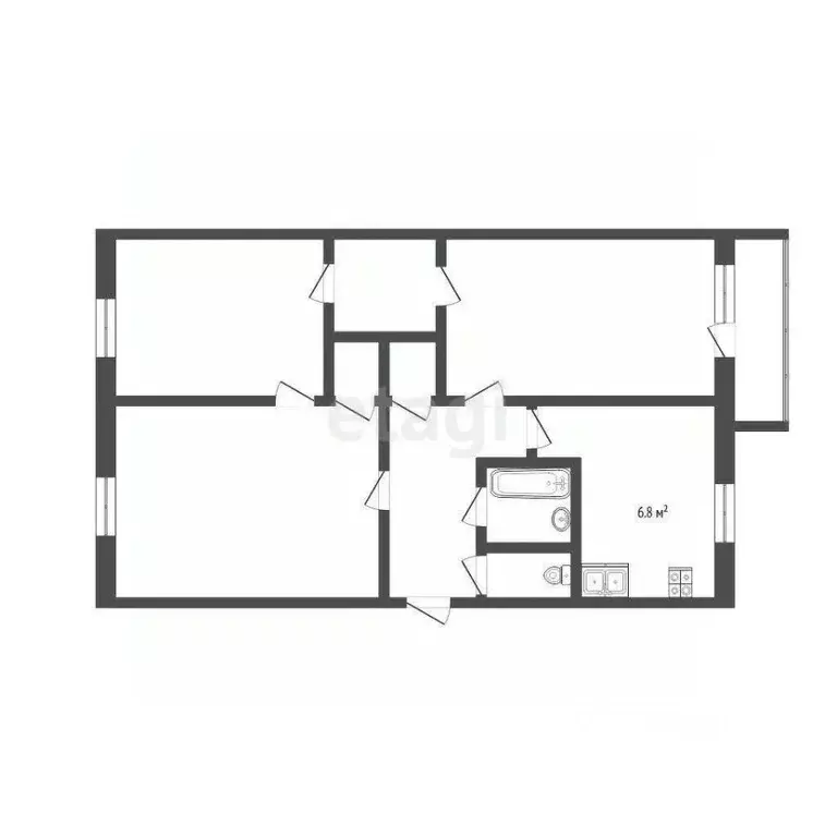 3-к кв. Тюменская область, Тюмень Ямская ул., 102 (58.9 м) - Фото 1