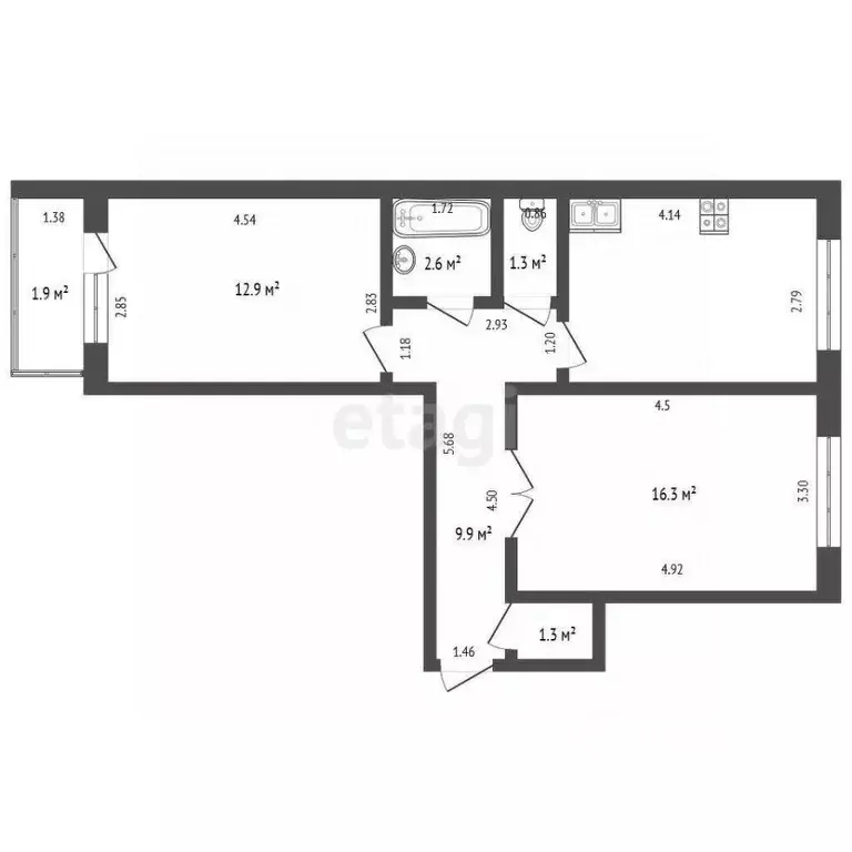 2-к кв. Башкортостан, Стерлитамак Коммунистическая ул., 110 (55.9 м) - Фото 2