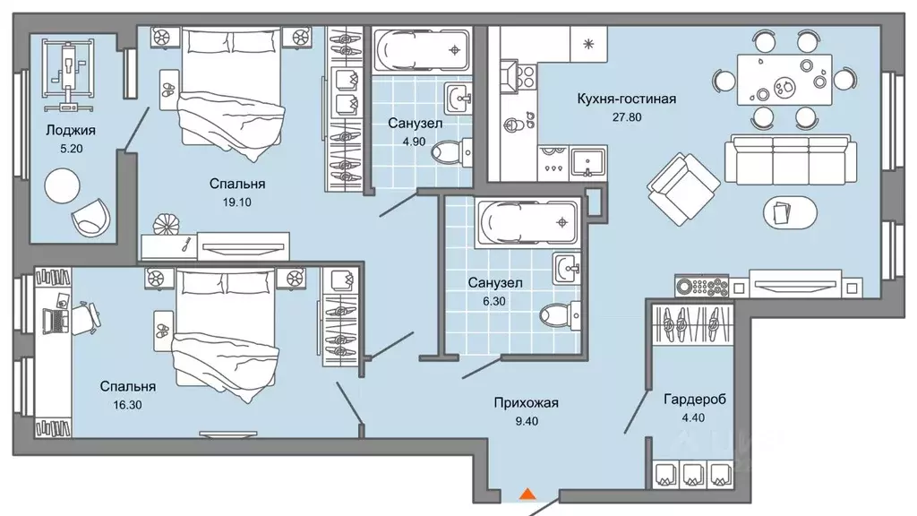 2-к кв. Пермский край, Пермь ул. Дзержинского, 31А (91.0 м) - Фото 1