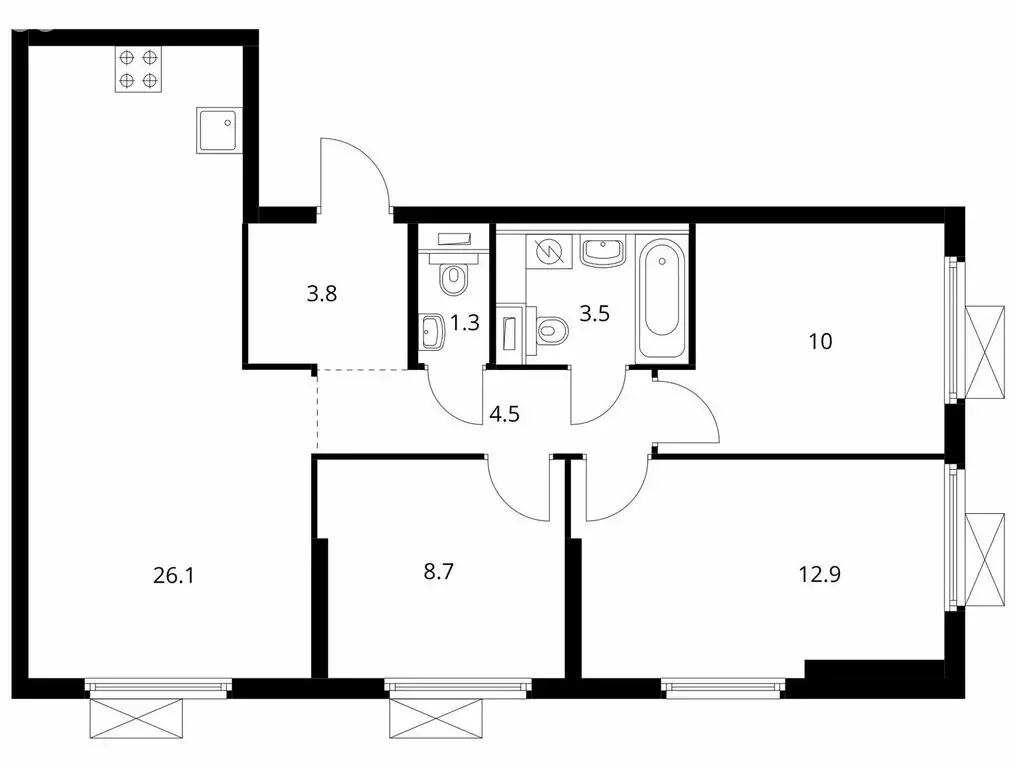 3-комнатная квартира: Москва, Новоостаповская улица, 7к2 (70.8 м) - Фото 1