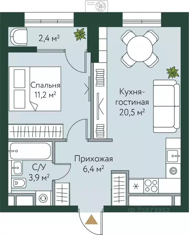 1-к кв. Волгоградская область, Волгоград Новосибирская ул., 74с1 (44.4 ... - Фото 0