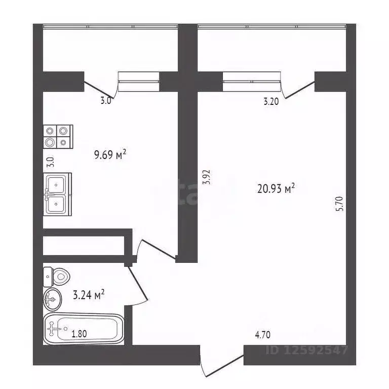 1-к кв. Крым, Симферополь ул. Генерала Родионова (37.0 м) - Фото 1
