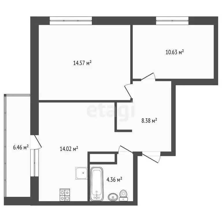 2-комнатная квартира: Тюмень, Малая Боровская улица, 3 (53.5 м) - Фото 1