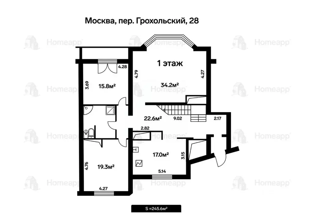 6-к кв. Москва Грохольский пер., 28 (245.6 м) - Фото 1
