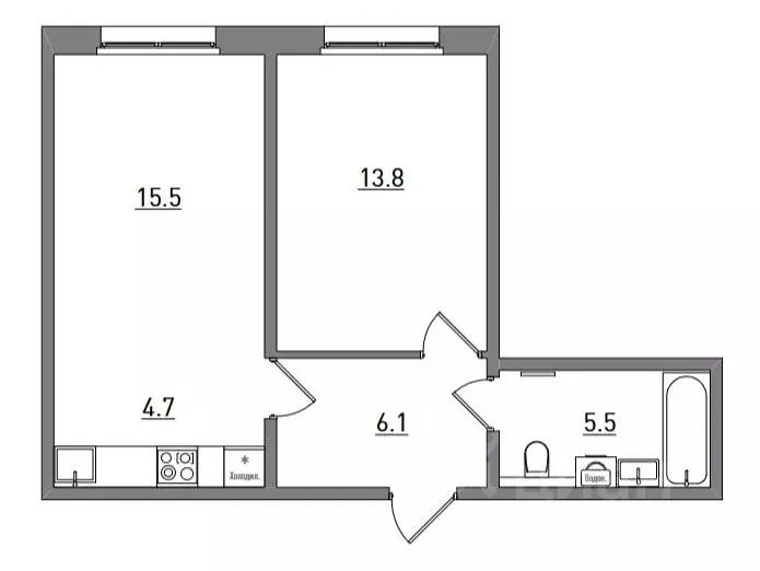 2-к кв. Кировская область, Киров ул. Чистопрудненская, 13А (45.6 м) - Фото 1
