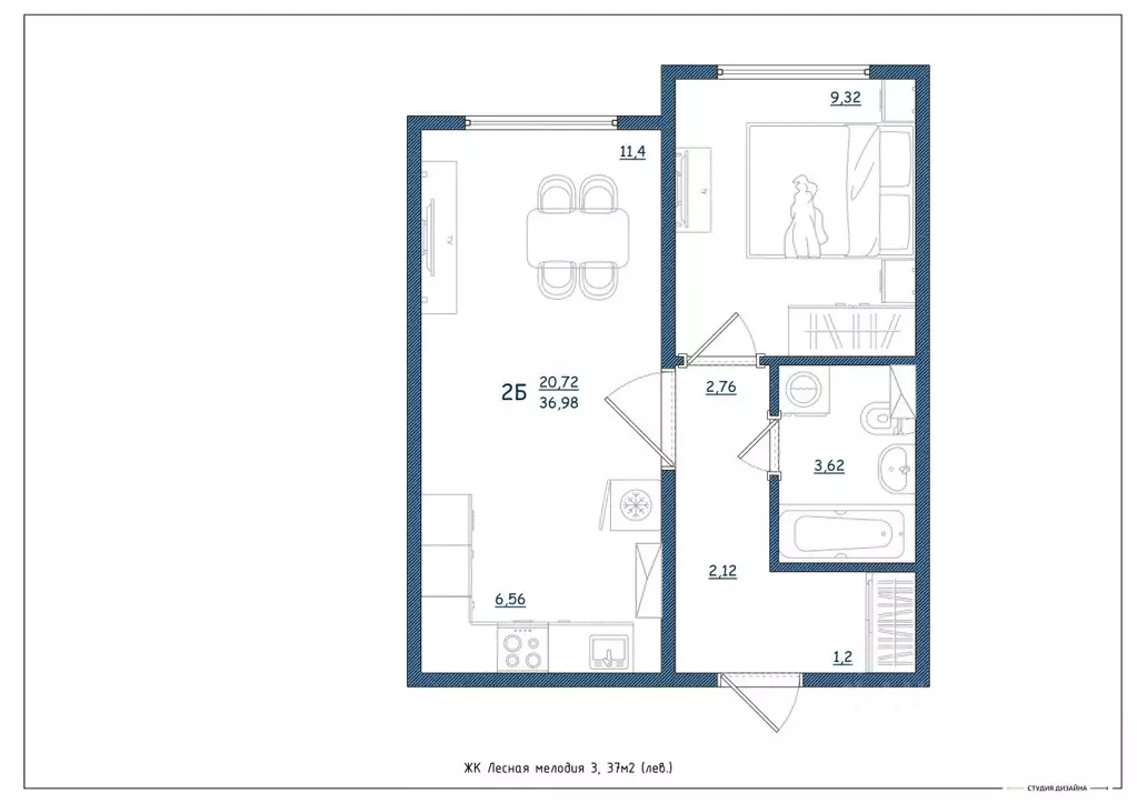 2-к кв. Тверская область, Тверь ул. Левитана, 93А (37.0 м) - Фото 2
