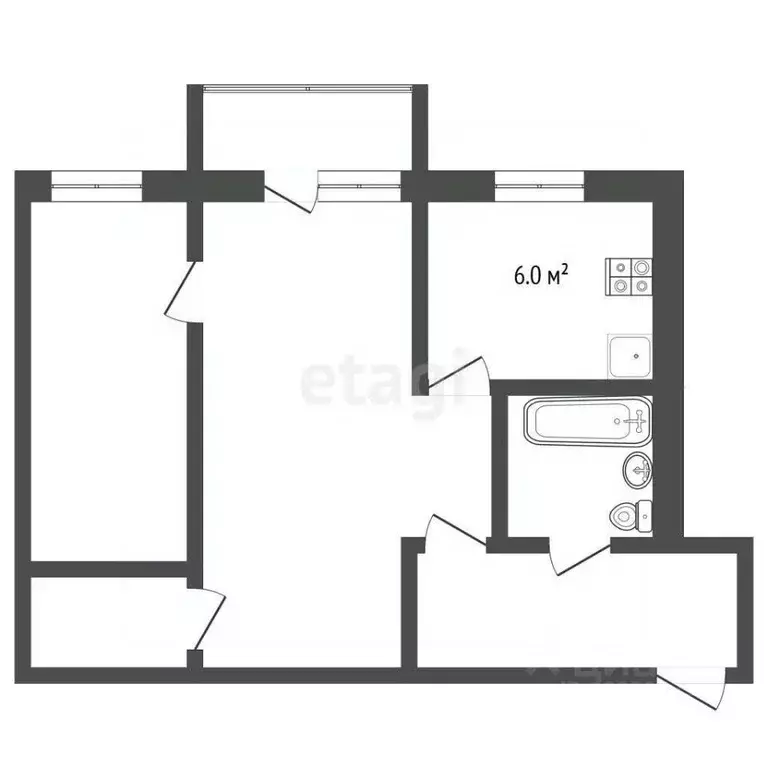 2-к кв. Пермский край, Пермь ул. Старцева, 39 (46.2 м) - Фото 0