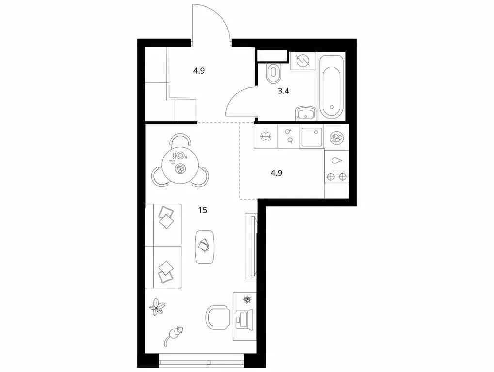 1-комнатная квартира: Москва, СЗАО, район Строгино (28.2 м) - Фото 1