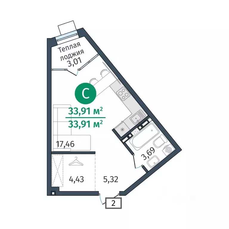 Студия Тюменская область, Тюменский муниципальный округ, д. Дударева ... - Фото 1