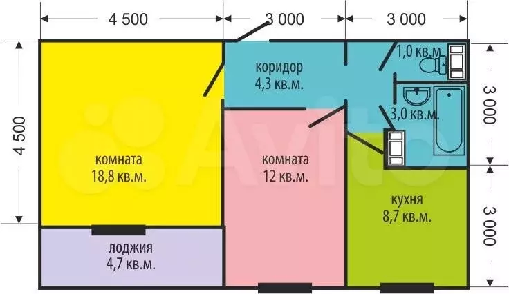 2-к. квартира, 52,4 м, 9/21 эт. - Фото 0