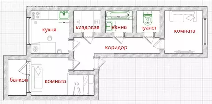 2-комнатная квартира: Ишим, Деповская улица, 208Б (44.2 м) - Фото 1