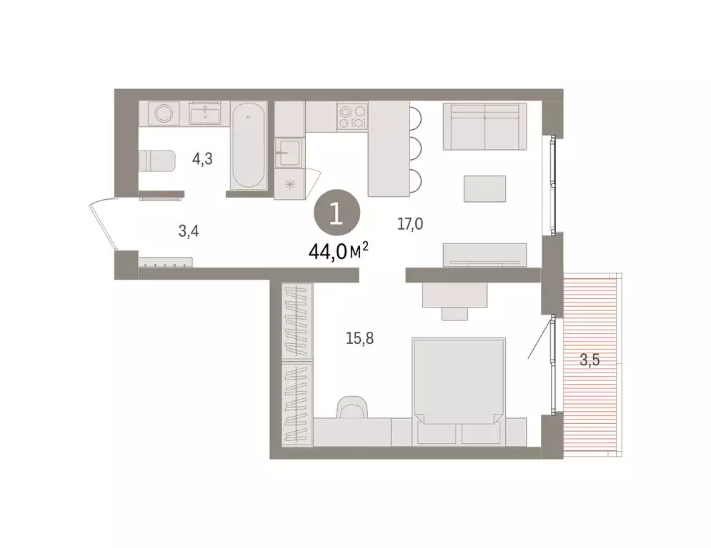 1-комнатная квартира: Екатеринбург, жилой район Юго-Западный, жилой ... - Фото 2