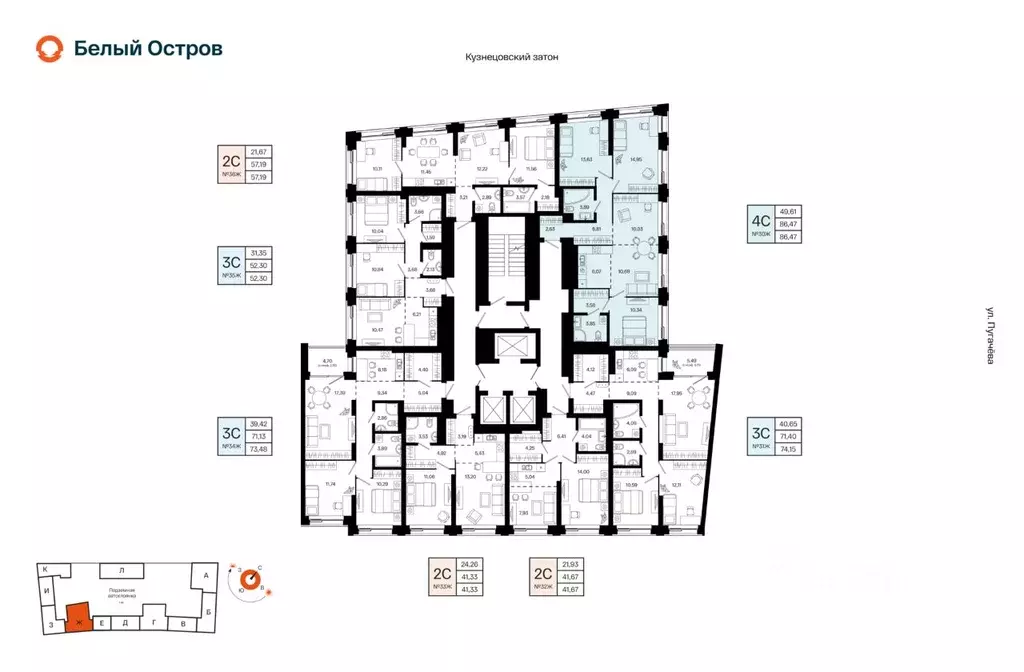 4-к кв. Башкортостан, Уфа Кузнецовский Затон мкр, ЖК Первый остров,  ... - Фото 2