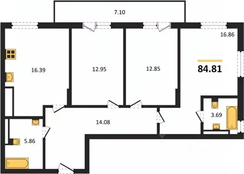3-к кв. Калининградская область, Гурьевский муниципальный округ, пос. ... - Фото 1