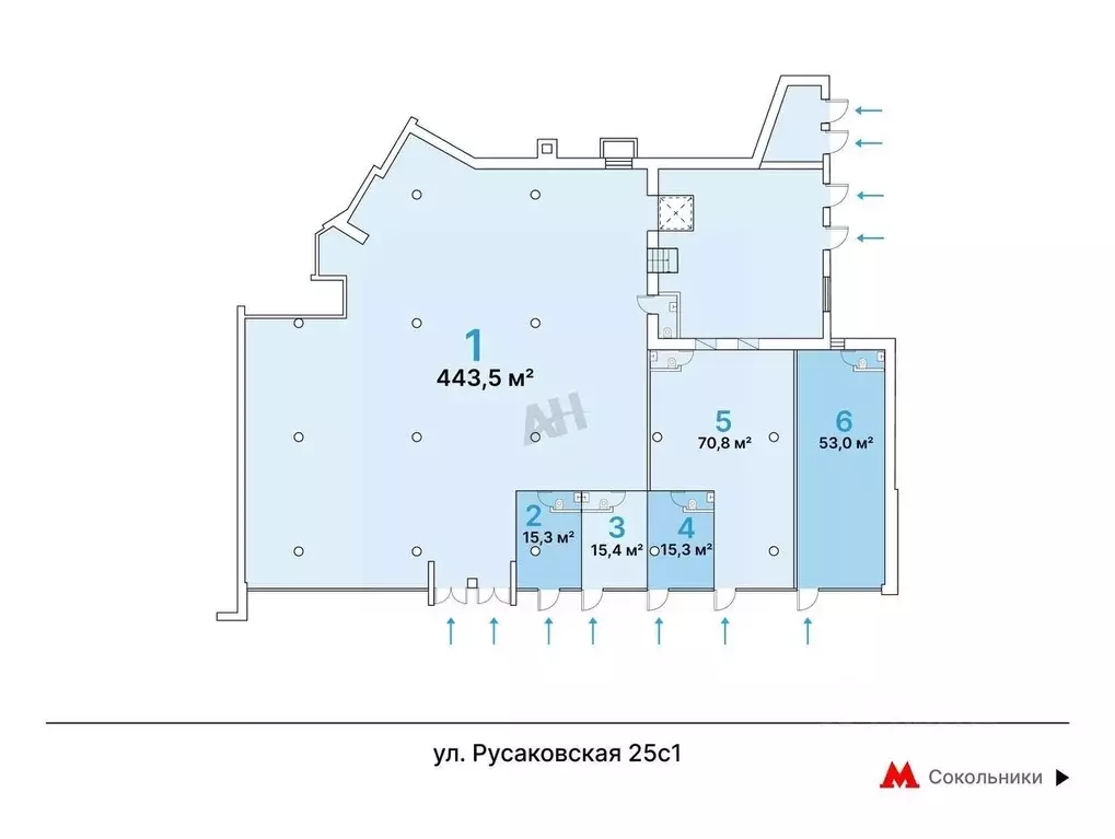 Помещение свободного назначения в Москва Русаковская ул., 25С1 (444 м) - Фото 1