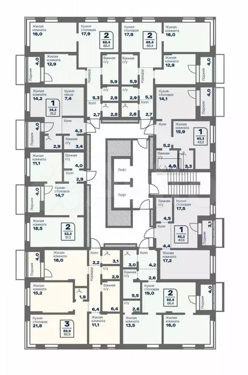 1-к. квартира, 34,2 м, 5/16 эт. - Фото 0