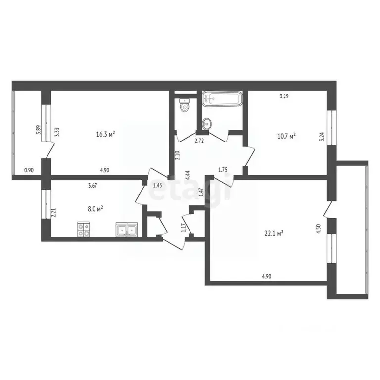 3-к кв. Свердловская область, Талица Рябиновая ул., 4 (71.2 м) - Фото 2