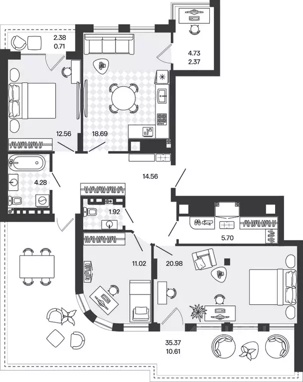 3-к кв. Калининградская область, Гурьевский муниципальный округ, пос. ... - Фото 1