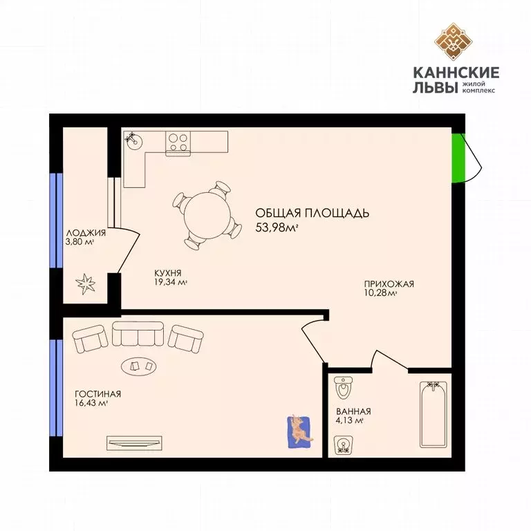 1-комнатная квартира: Махачкала, улица Лаптиева, 43А (53.98 м) - Фото 1