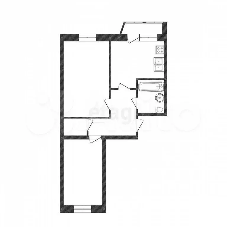 2-к. квартира, 56 м, 4/7 эт. - Фото 0