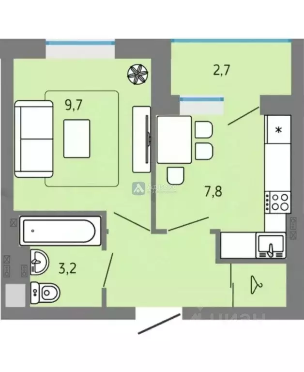 1-к кв. Тюменская область, Тюмень ул. Тимофея Чаркова, 69к3 (28.0 м) - Фото 1