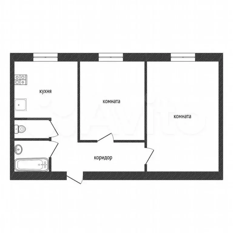 2-к. квартира, 52 м, 3/3 эт. - Фото 0