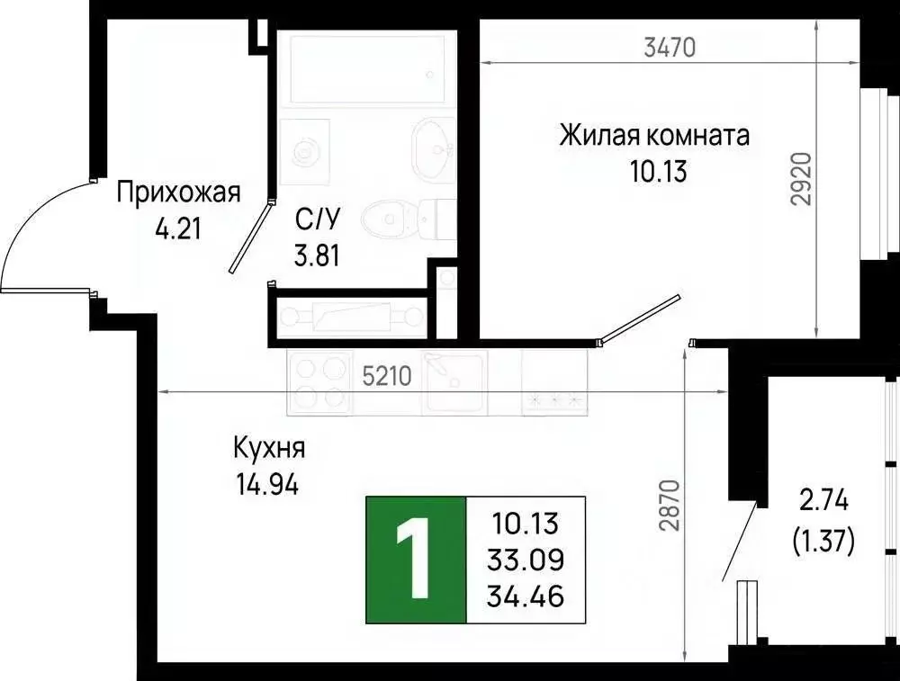 1-к кв. Ленинградская область, Всеволожский район, Свердловское ... - Фото 1